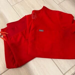 Figs Winning Red Size M Catarina Top and Size L Old Livingston Pant